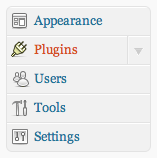 Screenshot of the plugins menu item in WordPress 2.7